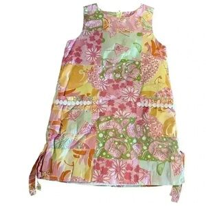 Lilly Pulitzer White Label Shrimp Cocktail Print Sleeveless Dress Girls Sz 5